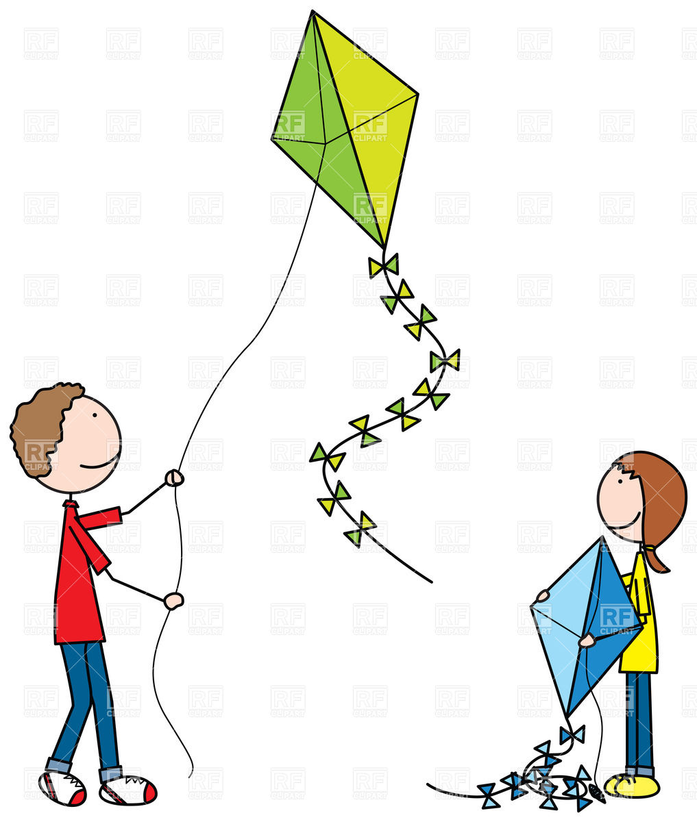 Kite Flying Clipart Kiteflying Kids   Boy And Girl