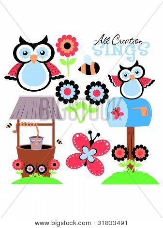 Photo Of All Creation 1 Clip Art Includes Owls Mailbox Wishing Well    