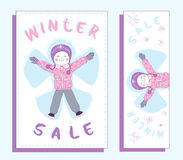 Winter Sale Banner Girl Stock Vectors Illustrations   Clipart