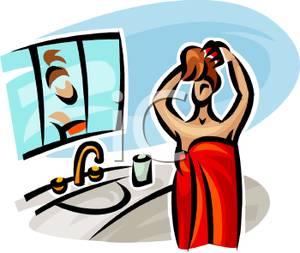 Woman Getting Ready To Bathe   Royalty Free Clipart Picture