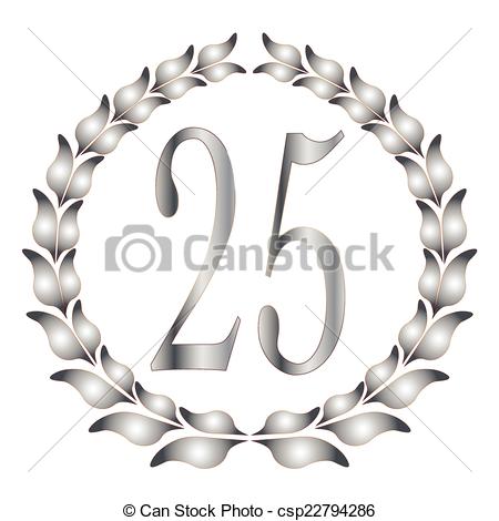 25th Anniversary Laurel Over A White Background