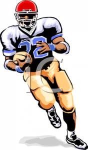 American Football Player Running With The Ball   Royalty Free Clipart