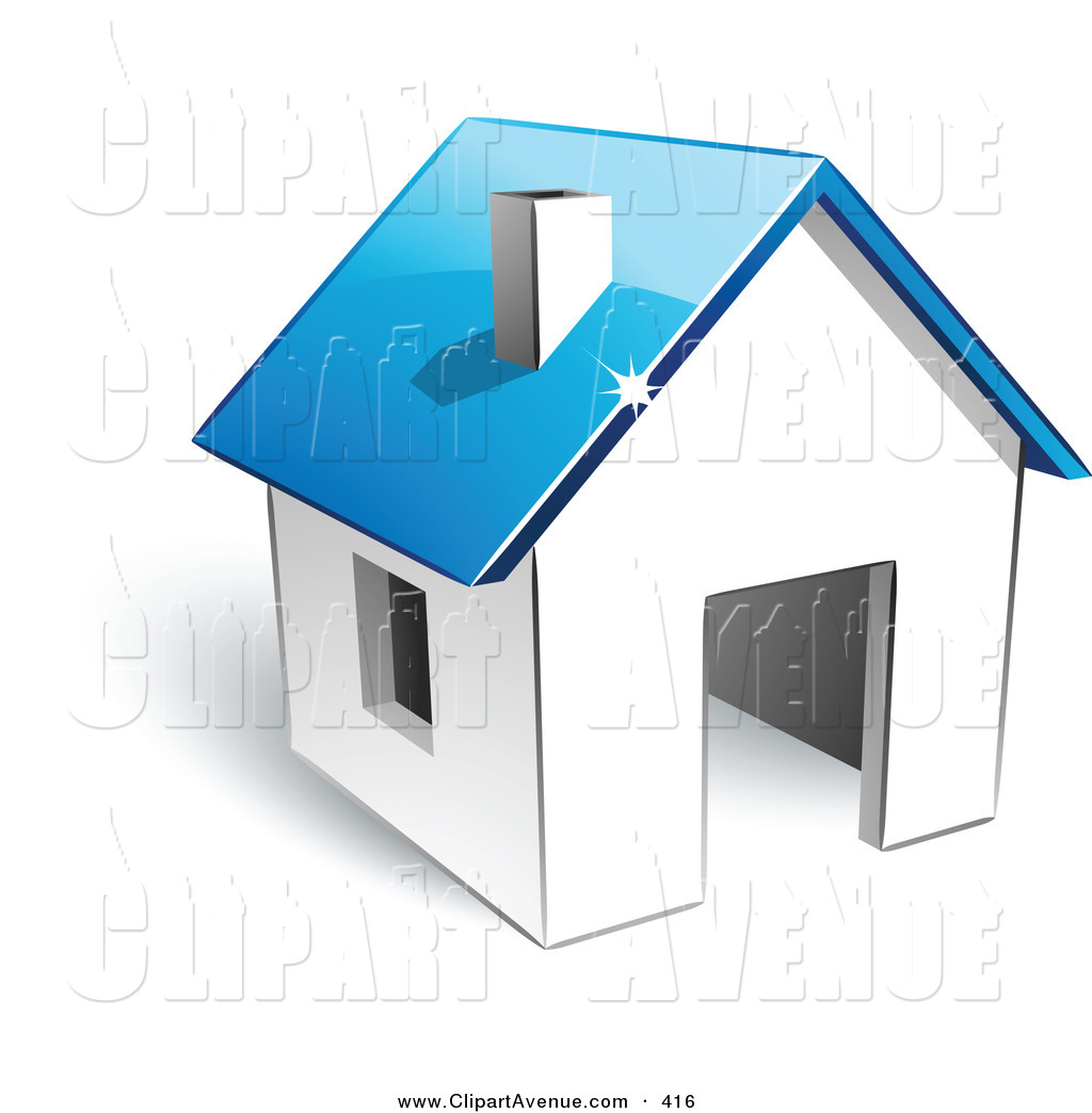 Avenue Clipart Of A Pre Made Logo Of A Shiny White Home With A Blue