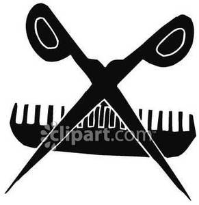 Barber Shears And Comb   Royalty Free Clipart Picture