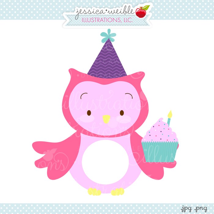 Birthday Cupcake Owl Clipart   Jw Illustrations