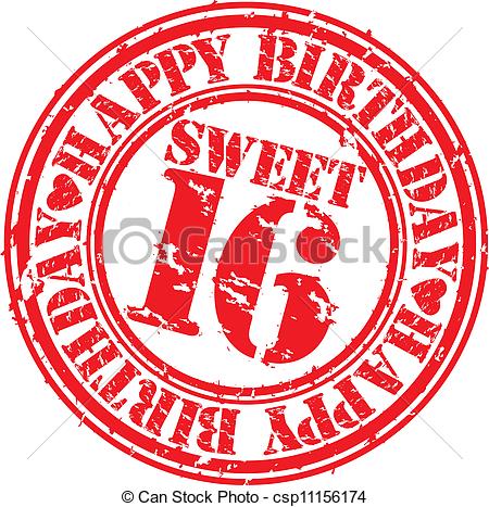 Birthday Sweet 16 Rubber Stamp Vector Csp11156174   Search Clipart