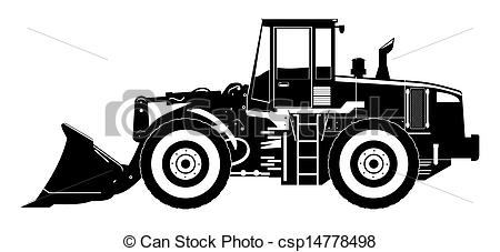 Black And White Vector Illustration Of Heavy Construction Loader