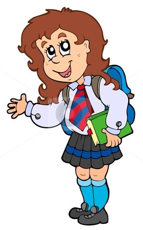 Cartoon Girl In School Uniform Stock Vector Clipart Cartoon Girl In    