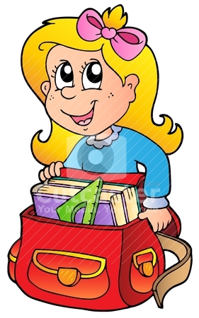 Cartoon Girl With School Bag Stock Vector Clipart Cartoon Girl With    