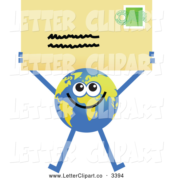 Clip Art Of A Friendly Global Character Holding An Envelope By Prawny