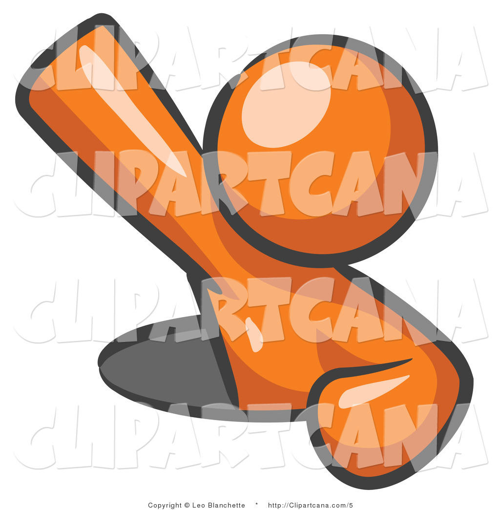 Clip Art Of An Orange Person Waving From A Man Hole By Leo Blanchette