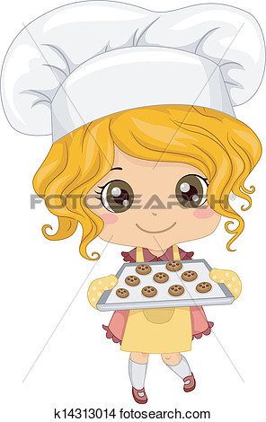Clipart   Little Girl Baking Cookies  Fotosearch   Search Clip Art