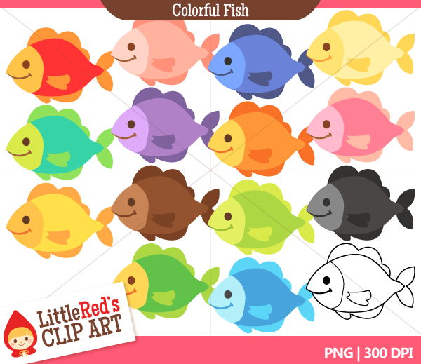Colorful Fish Clip Art   4 00 A Total Of 15 Graphics 300 Dpi Files Png    