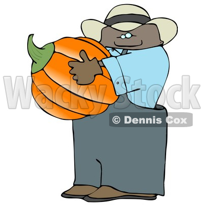 Farmer Carrying A Pumpkin For Halloween Clipart   Dennis Cox  4864