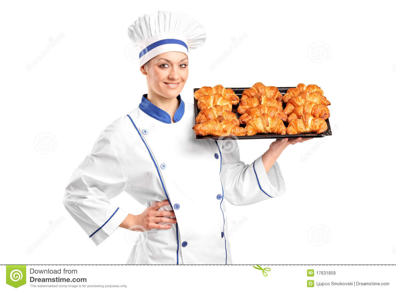 Female Baker Holding Croissants Royalty Free Stock Images   Image