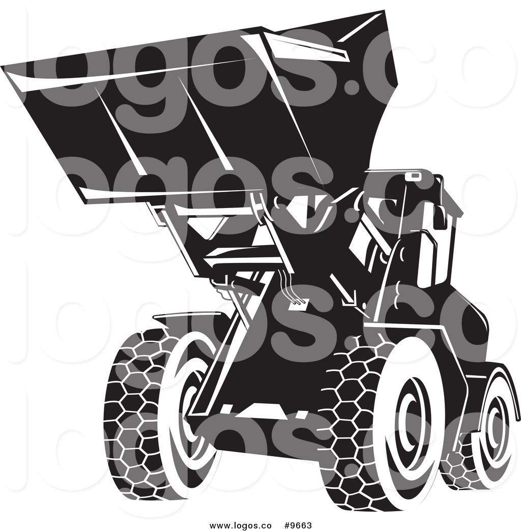 Front Loader Tractor   Retro Black And White Version By Patrimonio