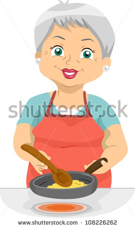 Grandma Cooking Clipart Illustration Featuring An Elderly Woman