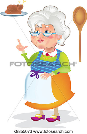 Grandma Cooking View Large Clip Art Graphic