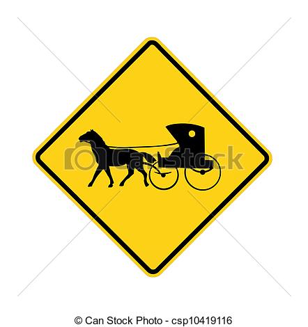Illustration Road Sign Amish Buggy And Horse Stock Clipart