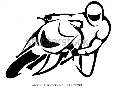 Motorcycle Driver Isolated Illustration In Black Lines   Stock Vector