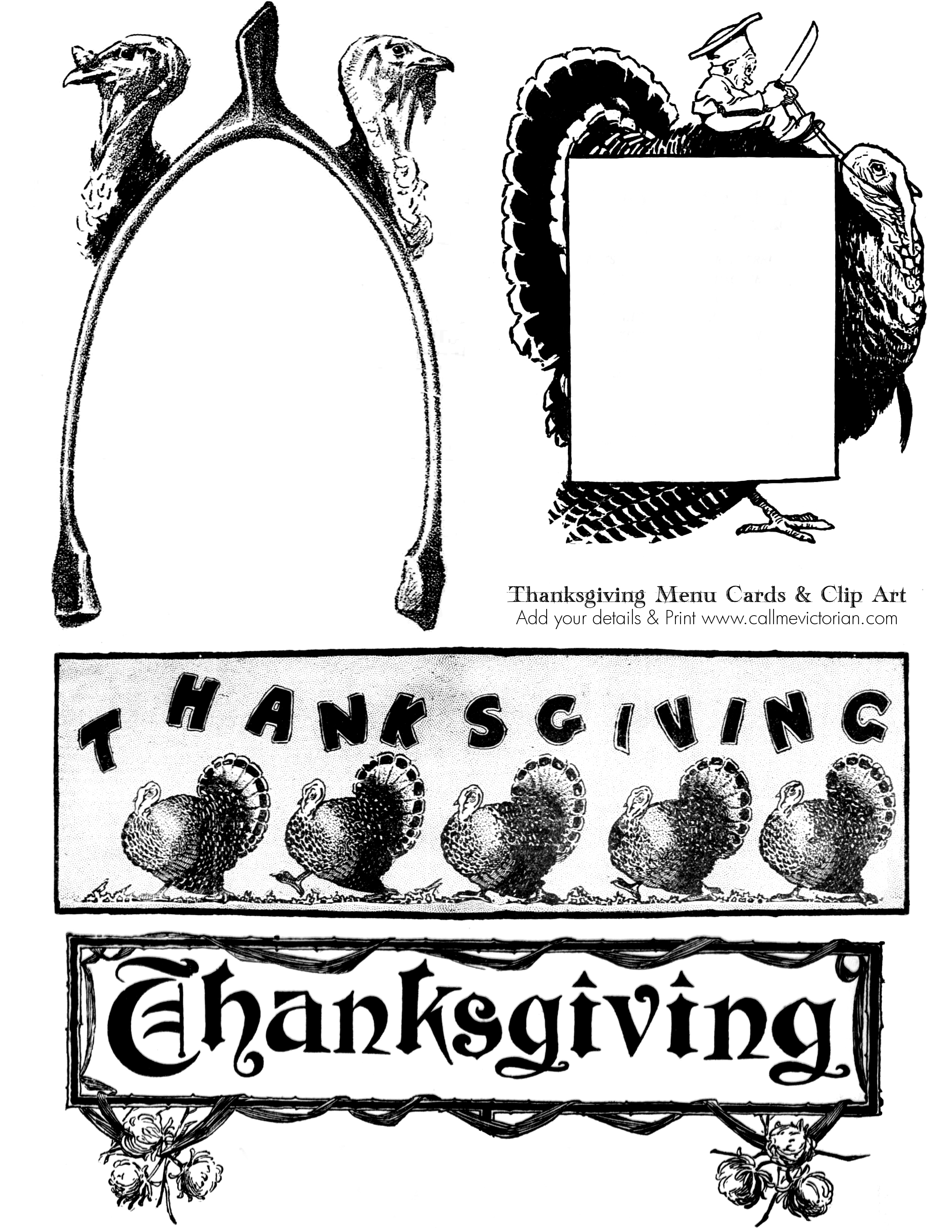 Printable Thanksgiving Menu Card   Vintage Clipart   Call Me Victorian