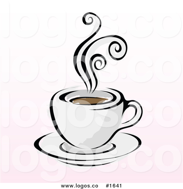 Royalty Free Vector Steaming Cup Of Coffee On A Pink And White By