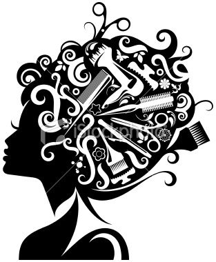 Scissors And Comb Clip Art   Lady S Silhouette With Hairdressing