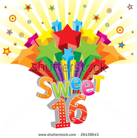 Sweet 16 Postcard Shutterstock  Eps Vector   Funky Vector Sweet 16