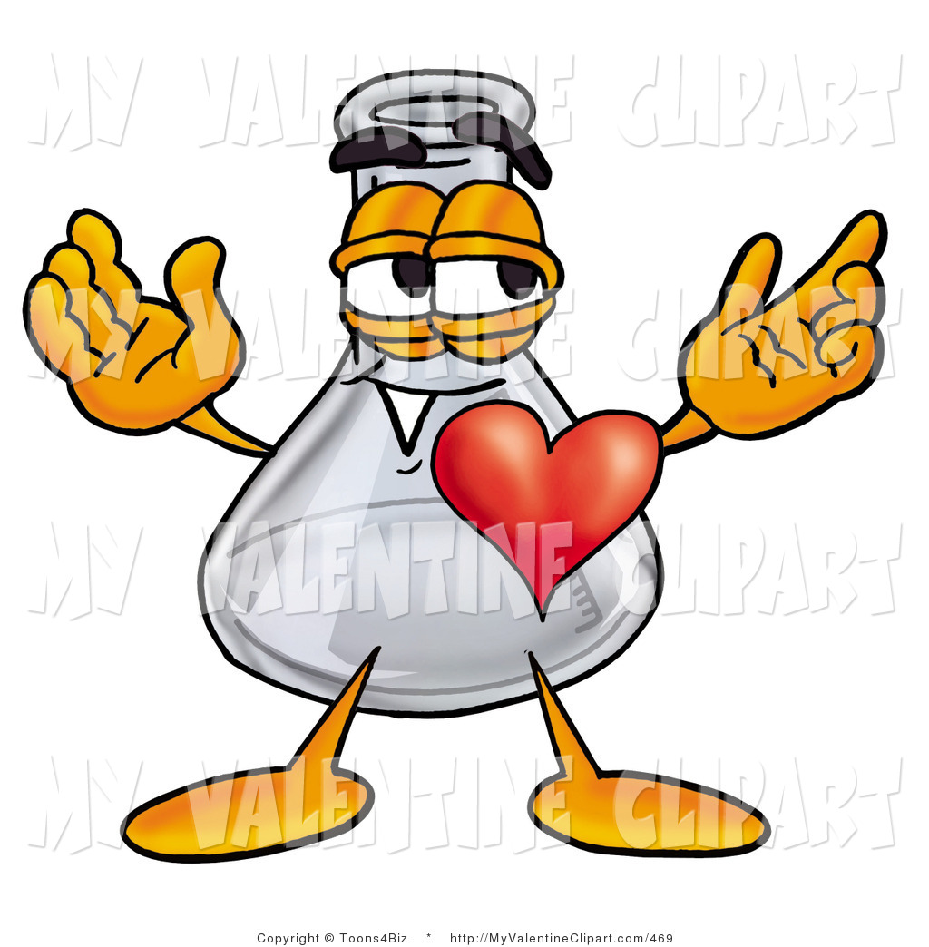 Valentine S Clipart Of A Romantic Erlenmeyer Conical Laboratory Flask    