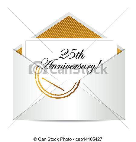 Vector   Happy 25th Anniversary Gold Mail Letter   Stock Illustration