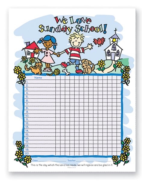 We Love Sunday School Attendance Chartclassroom Chartthese Colorful