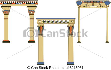 Ancient Egyptian Arches Set Decorated With Pattern