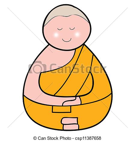 Buddhist Monk Cartoon Hand Drawn   Csp11387658