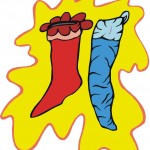 Cartoon Drawing Of Two Colorful Stockings
