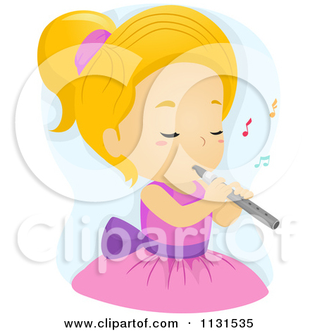Cartoon Of A Girl Playing A Flute   Royalty Free Vector Clipart By Bnp    