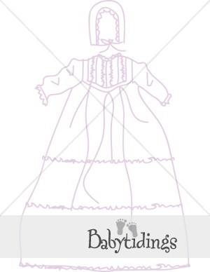 Christening Gown Lavender Outline   Christian Baby Clipart