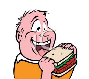 Clipart Image Of A Man Eating A Sandwich 