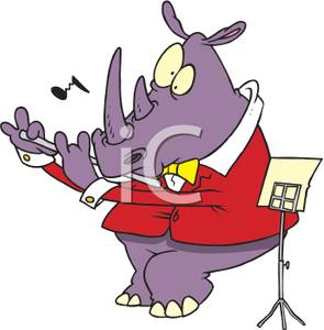 Clipart Image Of A Rhino Playing A Flute 