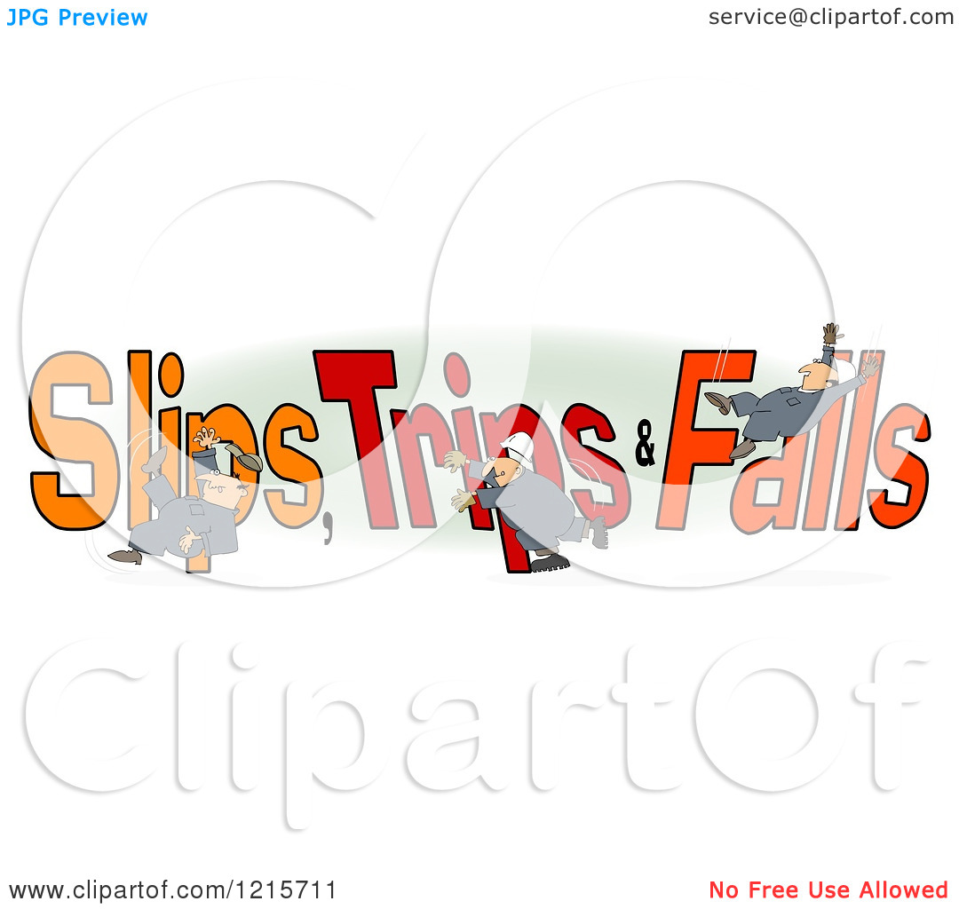 Clipart Of A Slipping Tripping And Falling Man Over Slips Trips And    