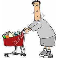 Clipart Of Man Pushing A Shopping Cart