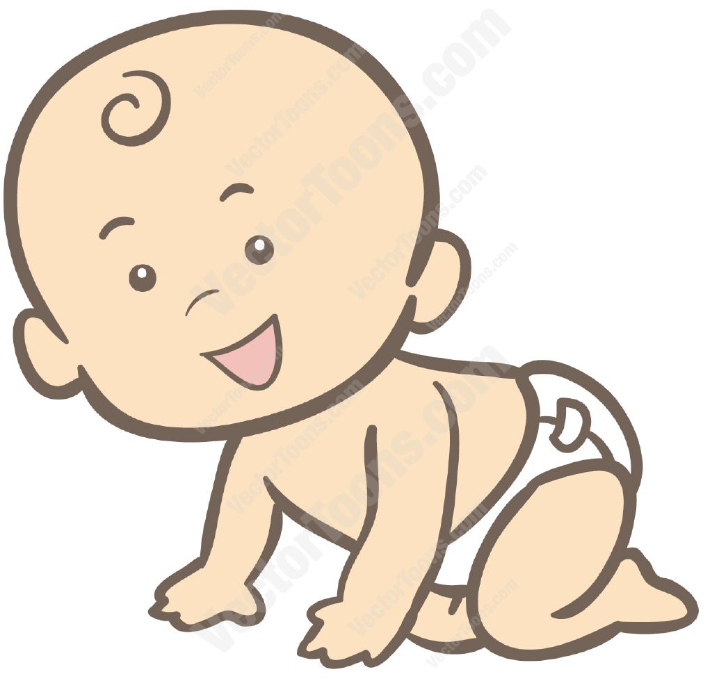 Crawling Baby Wearing A Diaper   Stock Cartoon Graphics   Vector Toons