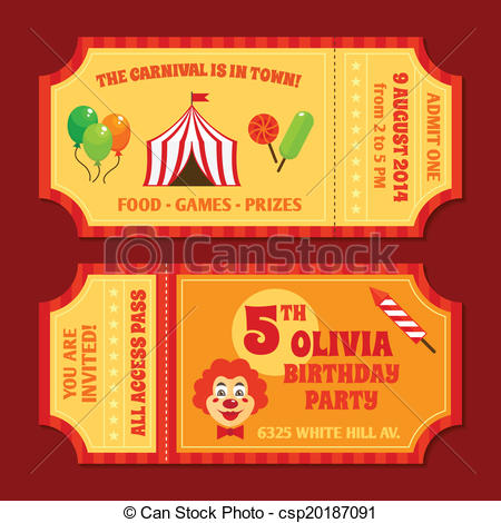 Eps Vectors Of Circus Tickets Template   Two Vintage Circus Tickets