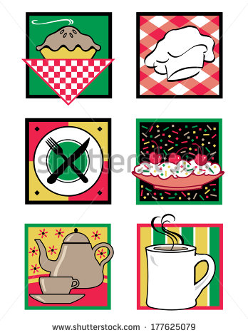 Food Service Designs Collection Of Six Illustrations Of Food Related