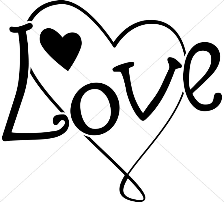 Fun Black And White Love Heart   Valentines Day Clipart