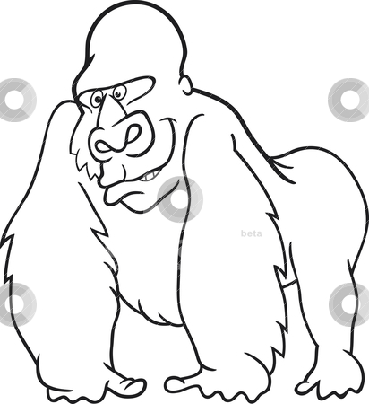 Gorilla For Coloring Book Stock Vector Clipart Cartoon Illustration