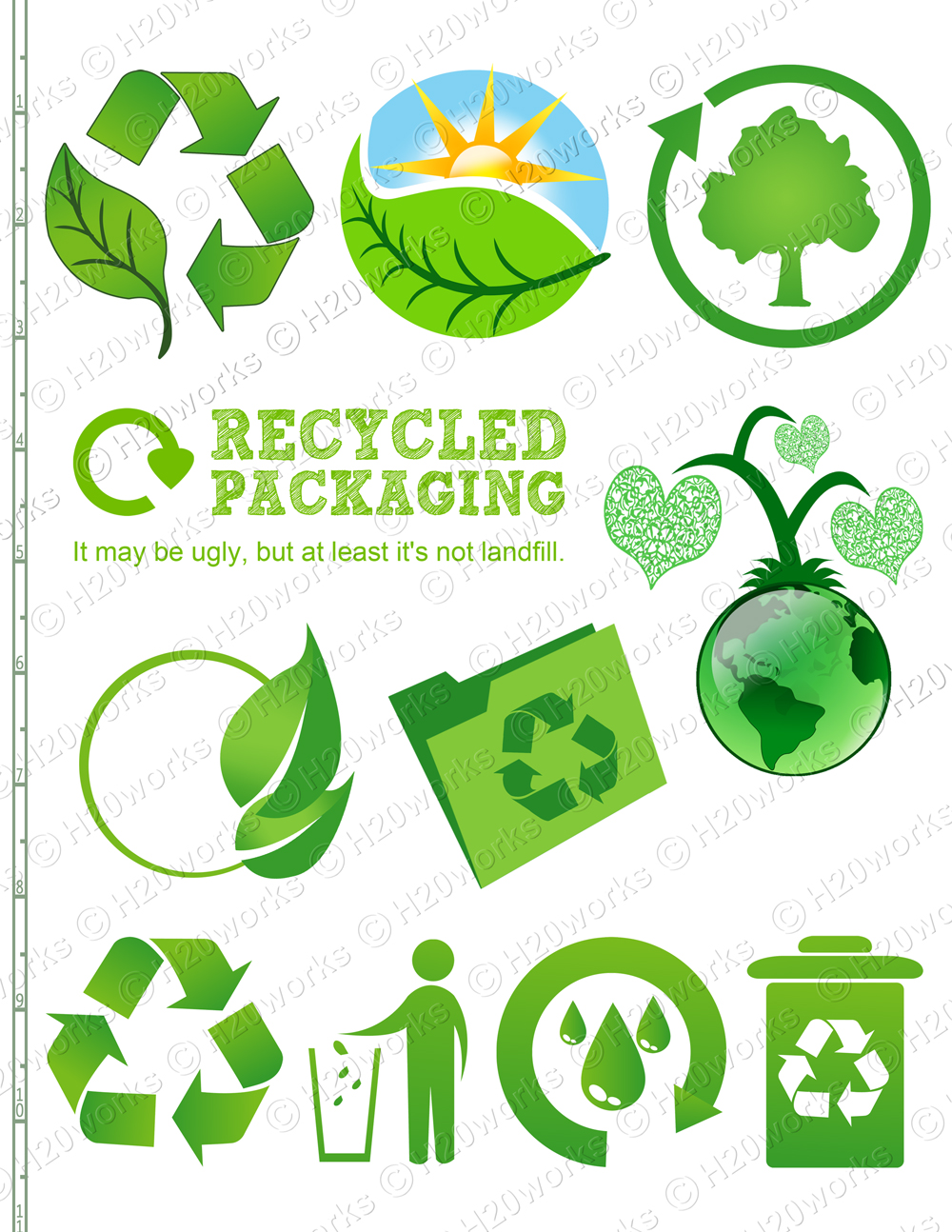 Green Reduce Reuse Recycle Clip Art Set   Transparent Background