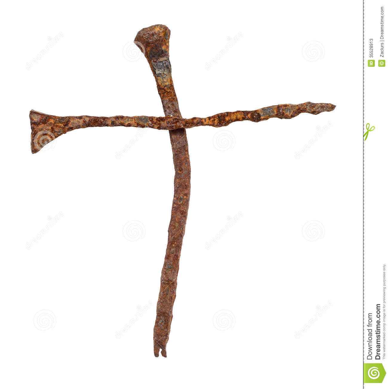 Handforged Rusty Nails In Shape Of Cross Isolated On White Background