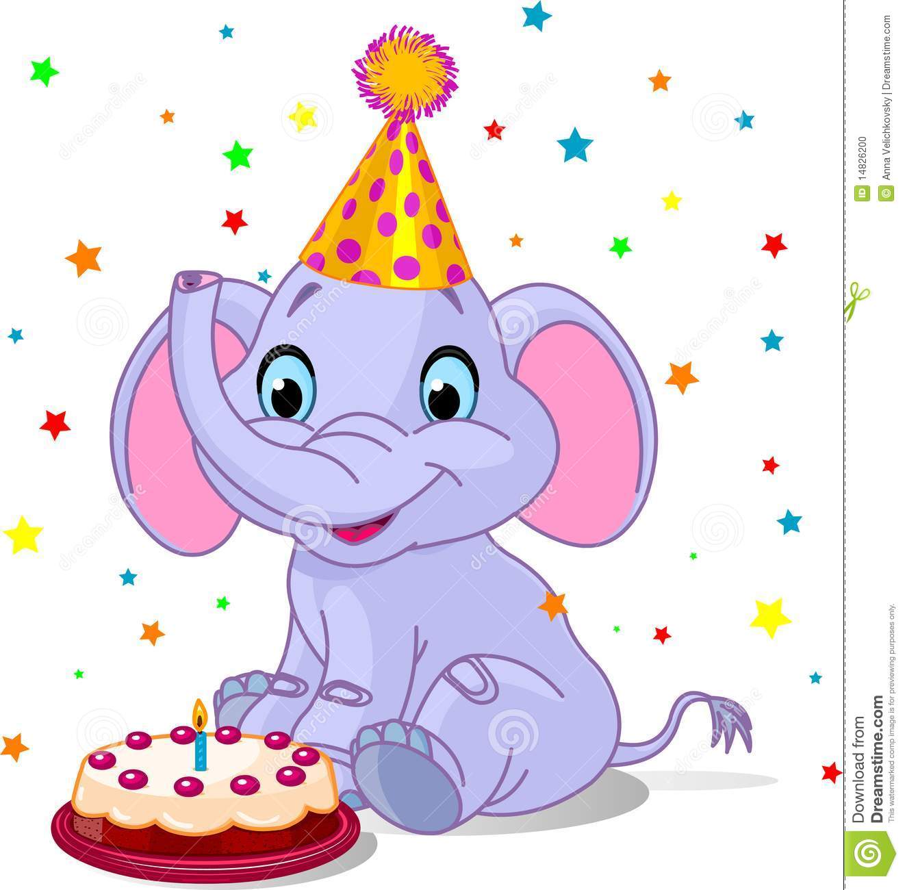 Illustration Of Very Cute Baby Elephant Birthday