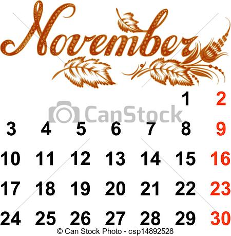 Month Of November Clipart Calendar November 2014  