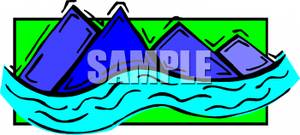River Running At The Base Of Mountains Clip Art Image